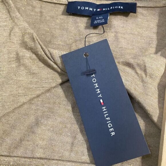 Tommy Hilfiger Women's Shiny Long Sleeve Lurex Twist Front Knit Top Size L New - Picture 14 of 15